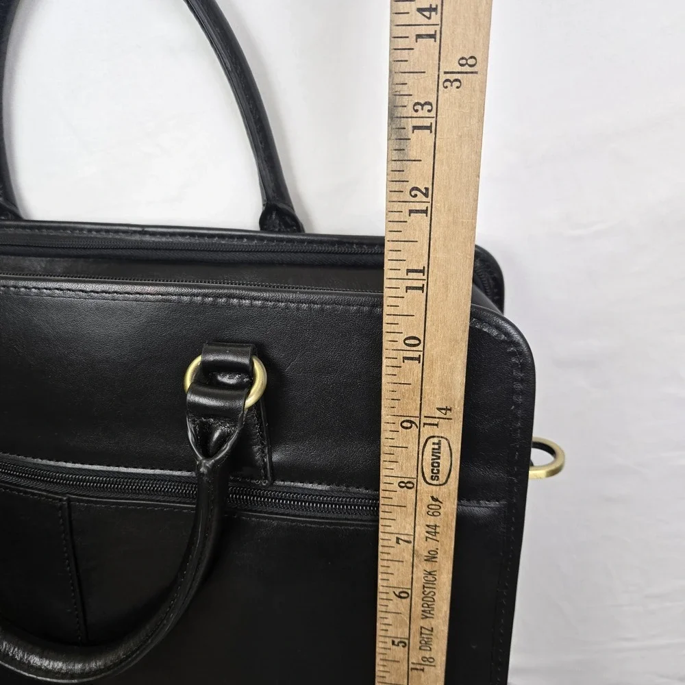 Banuce‎ Genuine Leather Briefcase Laptop Bag Black Business Tote Bag. No Strap